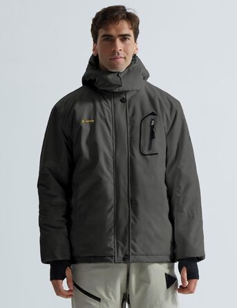 Куртка GEMYSE для чоловіків, водонепроникна, вітронепроникна, з підкладкою, зимова куртка з капюшоном для спорту, відпочинку, активного відпочинку на природі (сірий колір, розмір S)