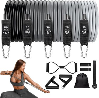 Еластичні стрічки для фітнесу Workout Widerstandsbänder + Ремінь для підтягувань. Набір для тренувань вдома, спортзал, йога. Міцні, регульовані.