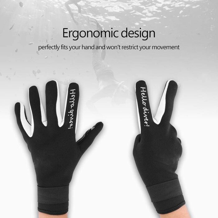 Рукавички для дайвінгу VGEBY1, 2 мм, неопренові, 5 пальців, для дорослих, водолазні, для екстремальних водних видів спорту (Чорний, S)
