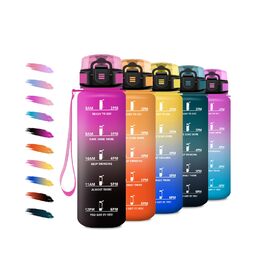 Спортивна пляшка 1л з маркуванням часу, фільтром, для газованої води, велосипеда, бігу, дорослих, 1000 мл, фіолетово-чорна