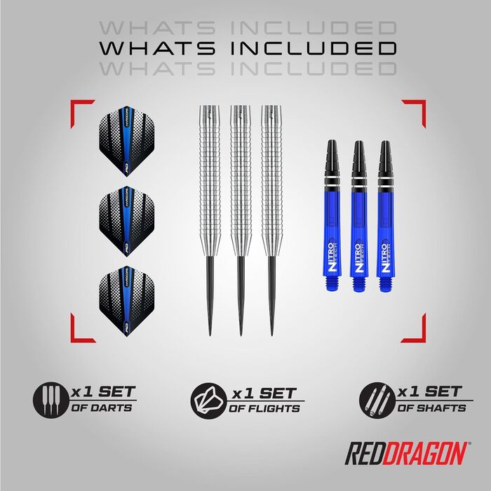 Дарти RED DRAGON Razor Edge Original 23g (85% вольфрам) - професійний набір з пір'ями та стеблами