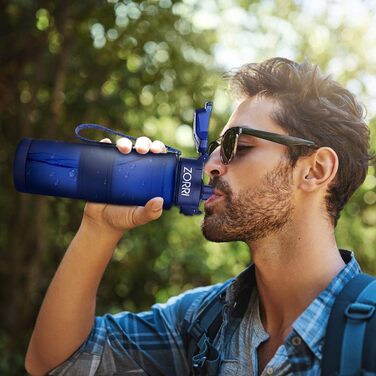 Спортивна пляшка ZORRI 500 мл, 1 л, 700 мл, 400 мл, BPA-Free, для води та газованих напоїв, без витоку, екологічна, для дітей, школи, спортзалу, фітнесу, велосипеду (темно-синій)