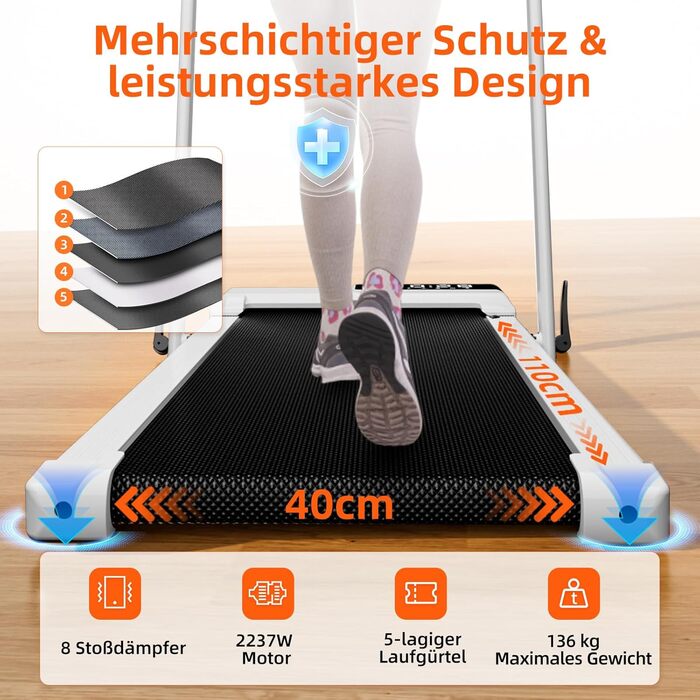 Бігова доріжка Raceable Superun Walking Pad для дому, складана, до 12 км/год, під стіл, 136 кг, з керуванням через додаток та режимом багатокористувацьких перегонів
