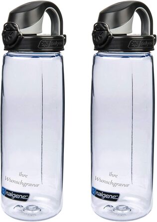 Набір з 2 пляшок для води Nalgene OTF 0,65 л, прозоро-чорні, з іменною гравіруванням