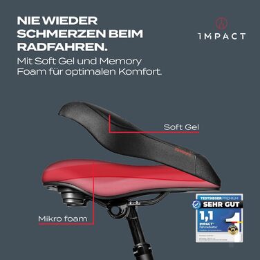 Impact® ComfortFit Ергономічне велосідло з м'яким гелем і пам'яттю форми, динамічна амортизація, інноваційне сідло для чоловіків та жінок