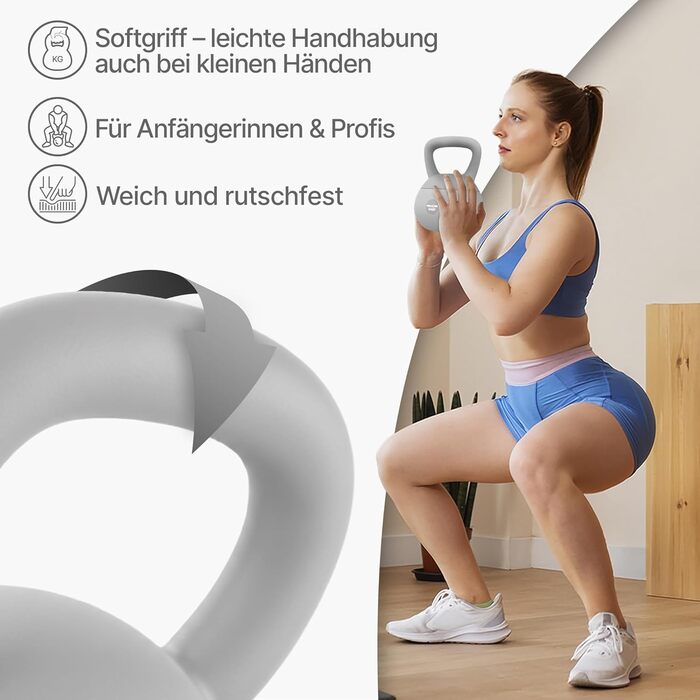 NEOLYMP Soft Kettlebell: М'яка гантеля для фітнесу з регулюванням ваги 2-12 кг. Безшумна, з амортизацією, з ергономічною ручкою. Ідеальна для дому.