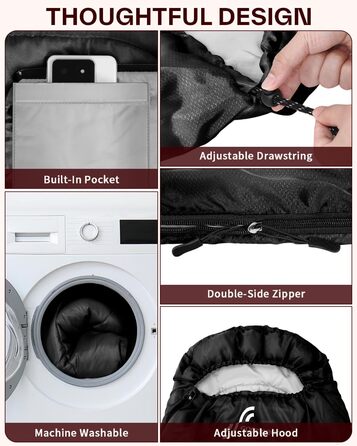 Спальний мішок Sportneer Outdoor 3-4 сезони для дорослих, 200x85см, чорний