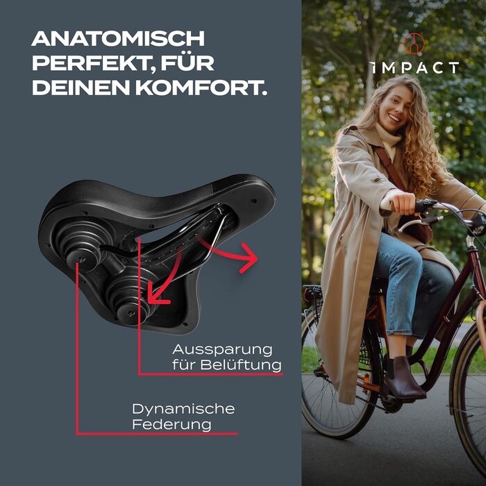 Impact® ComfortFit Ергономічне велосідло з м'яким гелем і пам'яттю форми, динамічна амортизація, інноваційне сідло для чоловіків та жінок