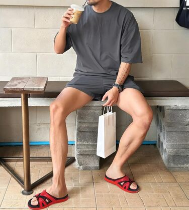 Чоловічі спортивні сандалії COFACE для відновлення після навантаження, підтримка склепіння стопи, ортопедичні, розмір 40-48 (44.5 EU, чорно-червоні)