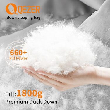 Сплячий мішок QEZER 820г Ultraleicht, 660FP, 8°C ~ 2°C для дітей та дорослих, 3 сезони, кемпінг, трекінг, Outdoor (Kaffee -15°C)