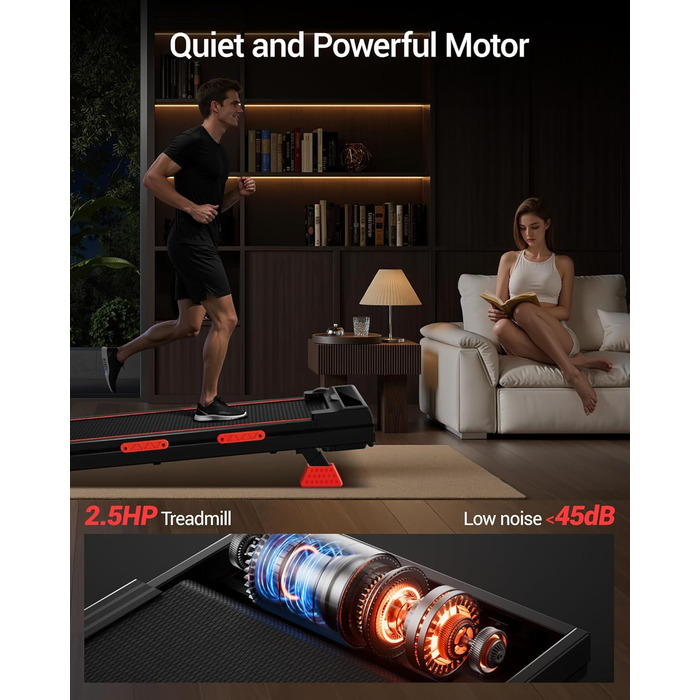 Walking Pad з нахилом 15% та швидкістю 10 км/год: компактний біговий тренажер для дому та офісу, LED-дисплей, пульт дистанційного керування, 2.5PS, максимальне навантаження 136 кг, тиха робота