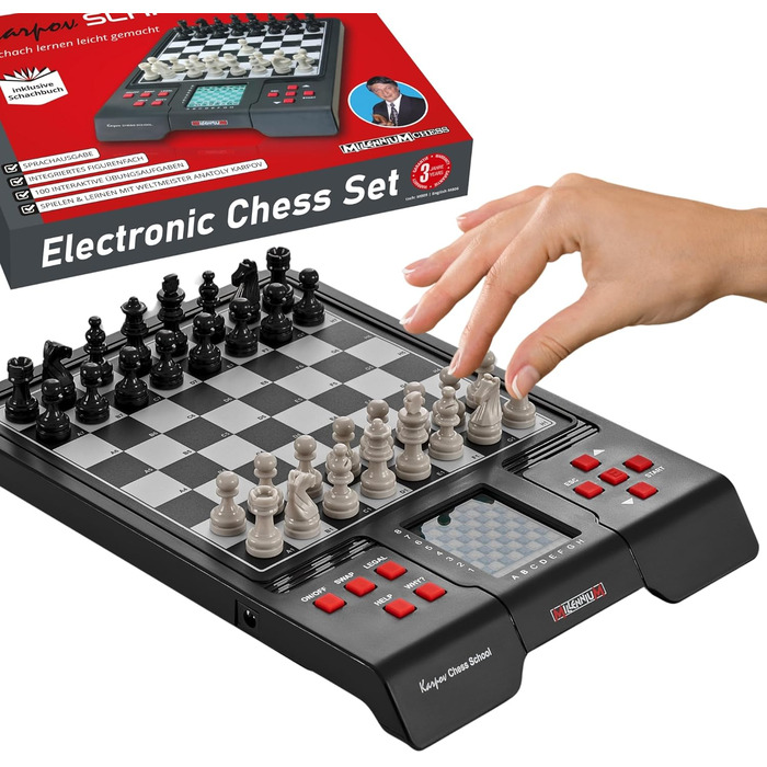 MILLENNIUM Schachschule M805 – навчальний набір для шахів, з інтерактивними вправами та посібником, для дітей, початківців та шкіл