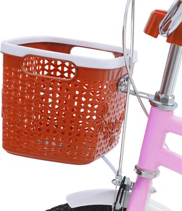 Дитячий велосипед 14 дюймів Retro стиль з додатковими колесами, заднім сидінням, кошиком, регульованою висотою. Підходить для дітей 3-7 років, рожевий.