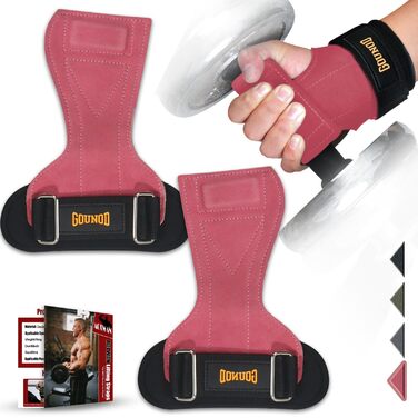 Напульсники для підтягування AOTWAN з двошарової шкіри, для бодібілдингу та фітнесу, захист зап'ястя, для жінок та чоловіків (рожевий)