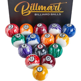 Преміум набір більярдних куль Billmart, 16 мармурових куль для пулу
