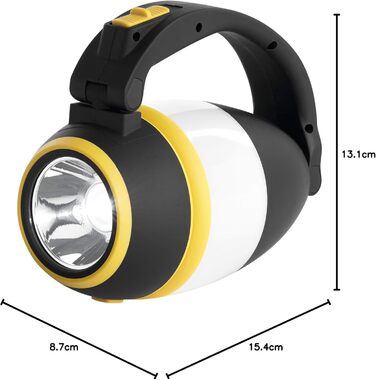 LED кемпінговий ліхтар EMOS - багатофункціональний, портативний, 3 режими, 215 лм, 305 м, 90 годин, на батарейках (3x AA), для відпочинку на природі, чорно-жовтий