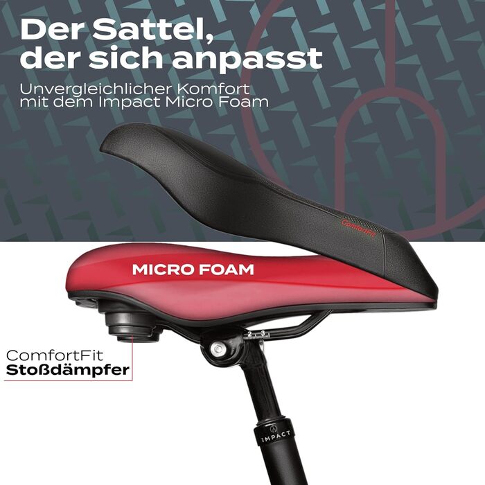Велосипедне сідло Impact ComfortFit з гелевими вставками та піною Memory Foam, ергономічне, з динамічною повітряною амортизацією, для чоловіків і жінок