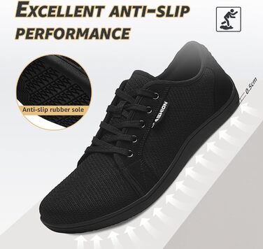 ASHION Взуття для ходьби та бігу без шкарпеток (44 EU, широкі, чорні)