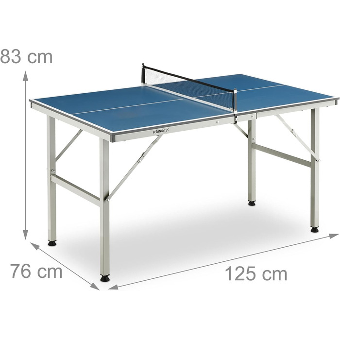 Стіл для настільного тенісу Relaxdays Indoor, складаний, 72x76x125 см, з сіткою, синій, для активного відпочинку