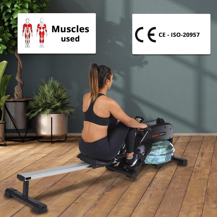 Водний веслувальний тренажер CARE FITNESS Skipper SP для дому з LCD-дисплеєм, складаний ергономічний водяний гребний тренажер