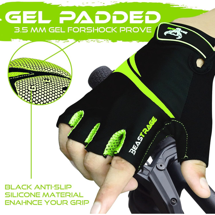 Велосипедні рукавички BEAST RAGE для жінок та чоловіків, дихаючі, без пальців, з антиковзким покриттям, амортизація, підходить для шосе, MTB, гірського велосипеда, білого кольору (PAPAGEI, L)