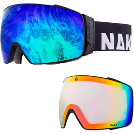 Гірськолижна маска NAKED Optics STORM OTG чорна з лінзою для поганої погоди, змінні лінзи, сноубордична окуляри для чоловіків і жінок