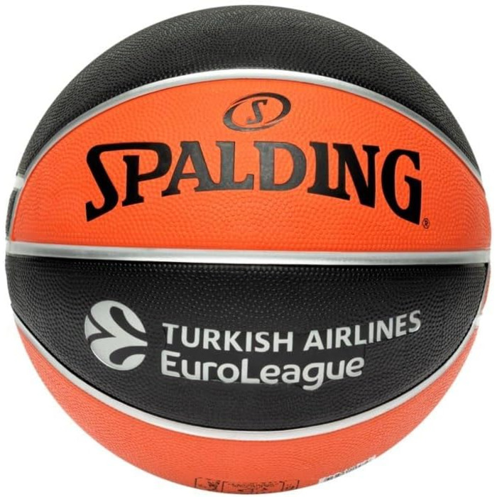 Баскетбольний м'яч Spalding Euroleague Varsity TF-150 розмір 7, чорний/помаранчевий, для дорослих, унісекс