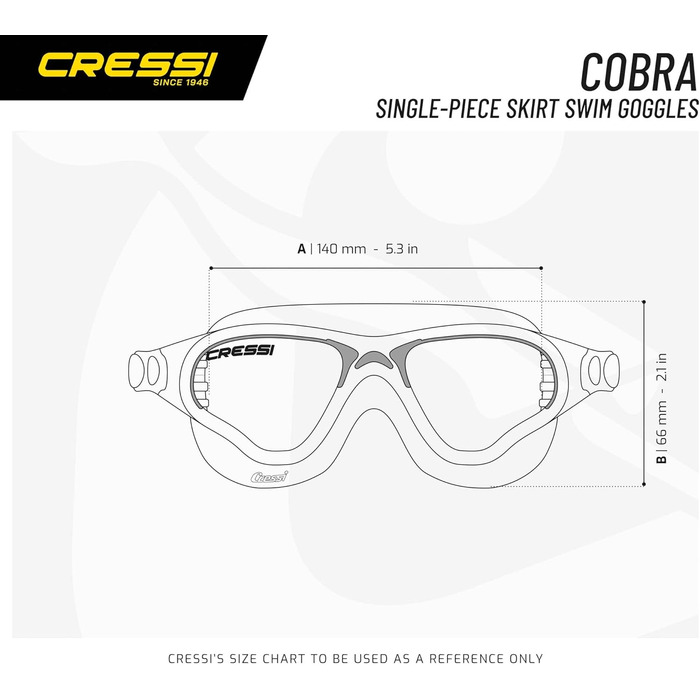 Окуляри для плавання CRESSI Cobra для дорослих, антифог, антицарапини, захист від UV, універсальний розмір