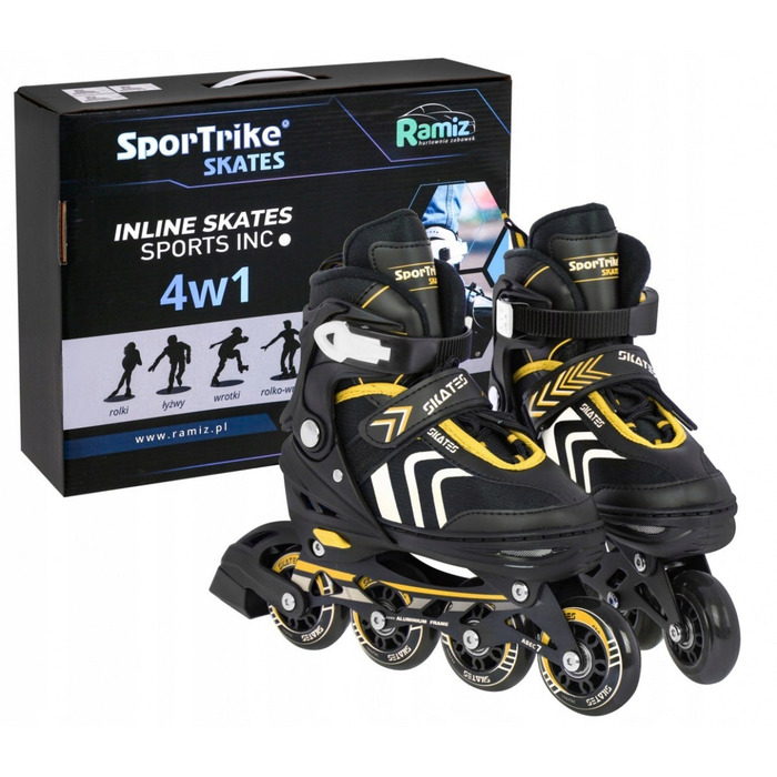 Дитячі роликові ковзани SporTrike, регульовані (розмір 29-33), чорно-жовті, 4 колеса 85A