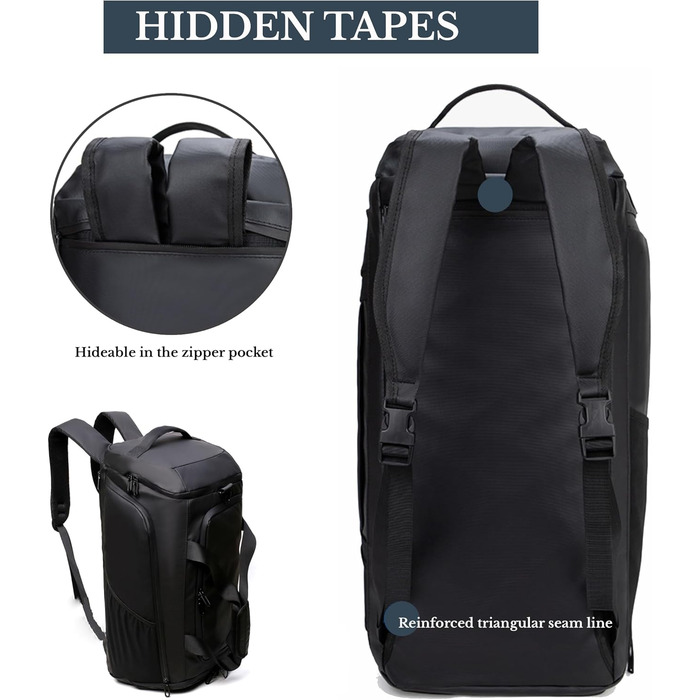 Спортивна сумка 3в1 з відділенням для взуття та мокрих речей – 45L, велика дорожня сумка для фітнесу, подорожей, плавання, сауни та футболу (для чоловіків та жінок)