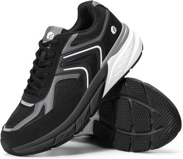 Кросівки FitVille для чоловіків з широкою ногою, чорні та сірі: бігові, спортивні, з амортизацією, дихаючі, для бігу та повсякденного носіння