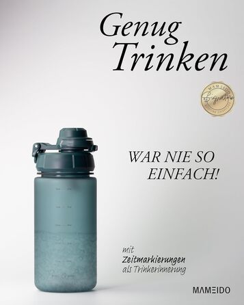 Вода пляшка MAMEIDO з соломкою та петлею для перенесення, 500 мл, Tritan, без BPA, для дітей (Ocean Bloom)
