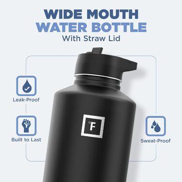 Спортивна пляшка Iron Flask 1890 мл, 3 кришки, вакуумна термокружка з нержавіючої сталі, подвійні стінки, металева каністра