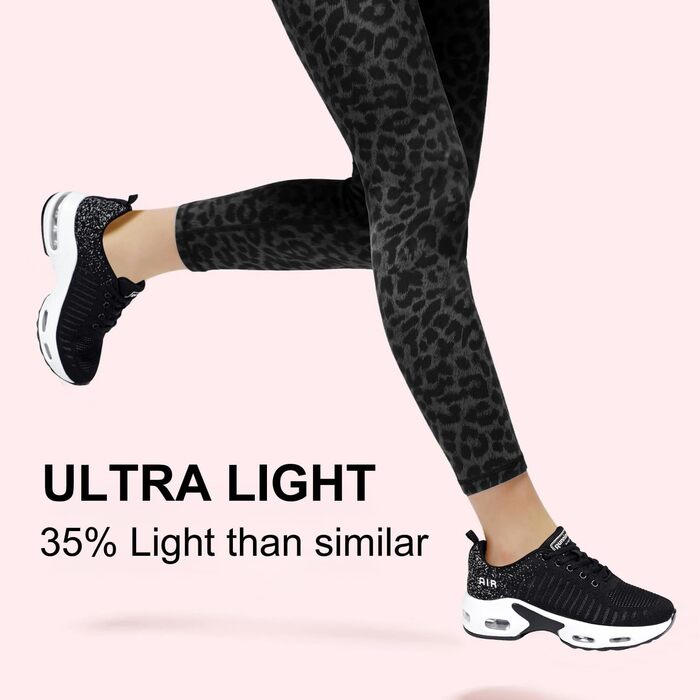 Жіночі кросівки для бігу з підтримкою склепіння стопи, повітряна подушка, комфортні снікерси, чорно-білі, 38.5 EU