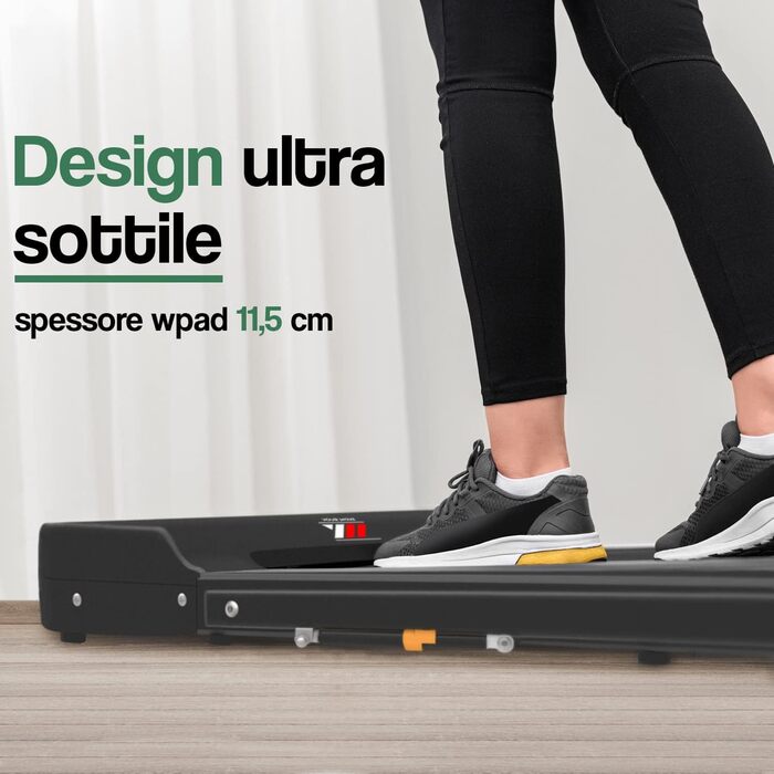 Електрична бігова доріжка та Walking Pad 2 в 1 YM, компактна, чорна, з поручнем і тримачем для планшета, Bluetooth-динаміки, сумісна з KINOMAP і ZWIFT, дистанційне керування, 6 програм
