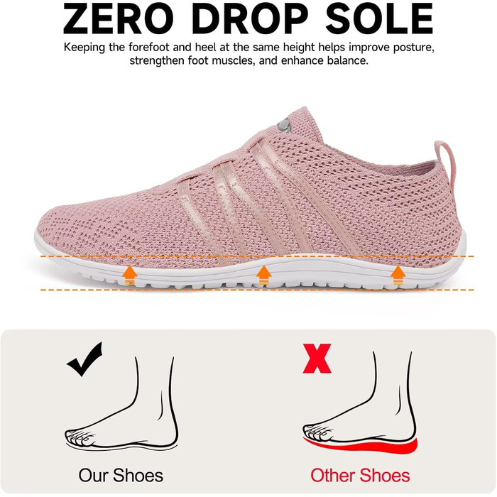 Легкі балетки Merdoo для жінок та чоловіків: зручні шкарпетки-кросівки, дихаючі спортивні тапочки на будь-яку погоду. Розміри 37-45 EU (Рожевий, 39 EU)
