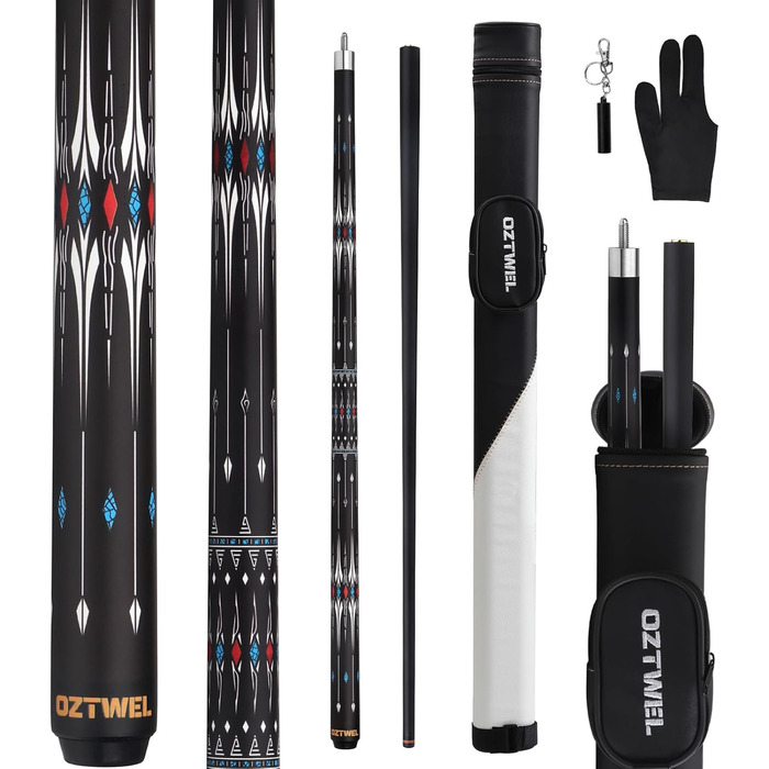 Професійний набір для більярду з чохлом, 12,5 мм скловолоконний кий, набір київ для більярду, 147,3 см, з рукавичками, вентилятором, 540 г