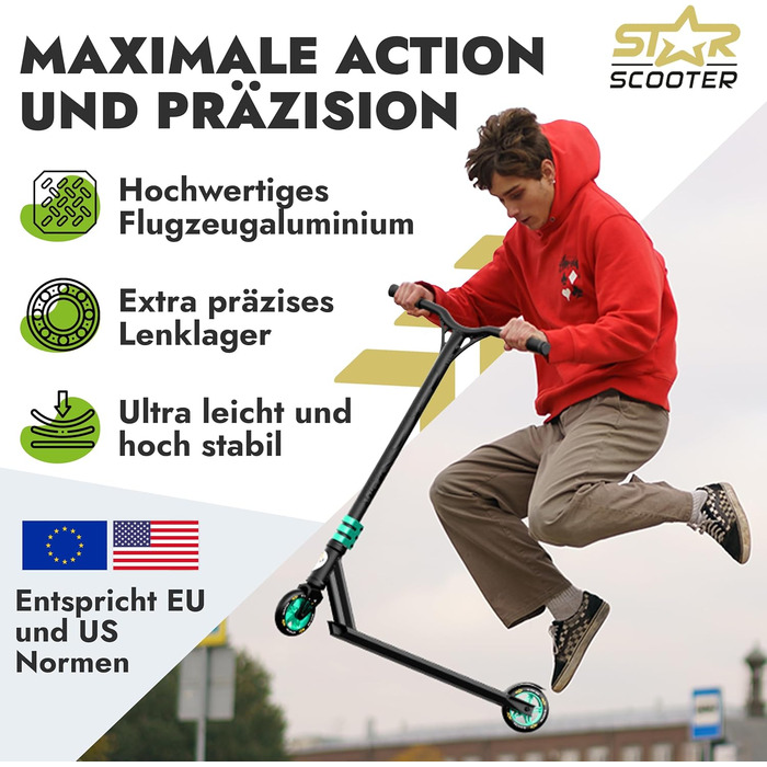 Трюковий самокат STAR SCOOTER Pro Sport 110/120 мм для дітей від 7 років і дорослих, алюмінієвий, HIC, напівпрофесійний