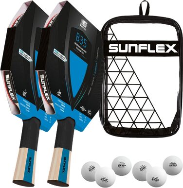 Sunflex Color COMP B35 ракетка для настільного тенісу, ITTF, синя накладка, для досвідчених гравців, вигнута ручка, для тренувань та хобі