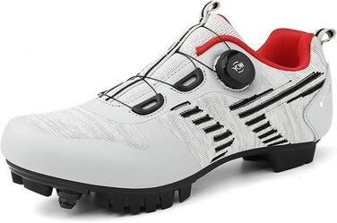 Чоловічі велотуфлі для шосе та MTB: дихаючі кросівки для велосипеда, сумісні з SPD педалями, розмір 43 EU, білі