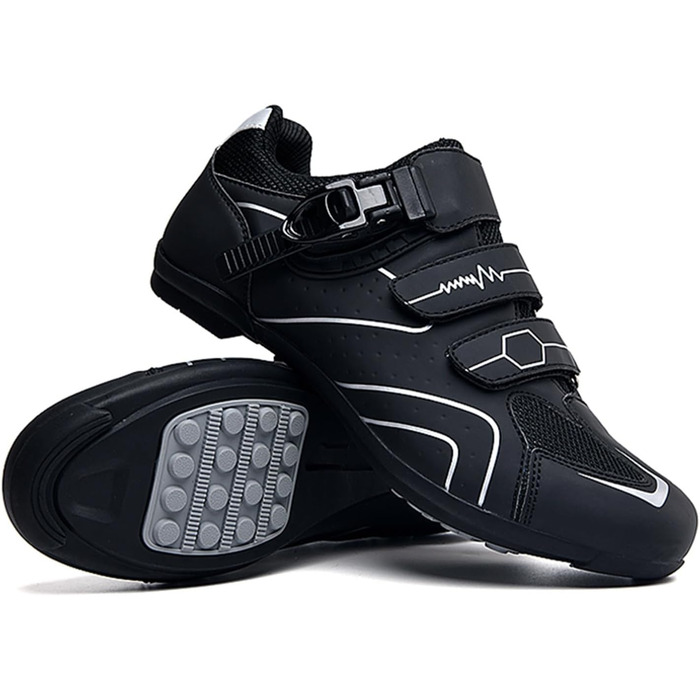 Велосипедні черевики для чоловіків та жінок, для шосе та гірського велосипеда з гумовою підошвою, дихаючі кросівки, антиковзкі черевики без фіксації, MTB черевики (36 EU, сірий)