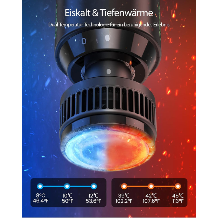 Масажер для тіла з охолодженням та підігрівом, тихий масаж глибоких м'язів проти болю в шиї та спині, LCD дисплей, ергономічний ручний масажер для дому та фітнесу, з сумкою