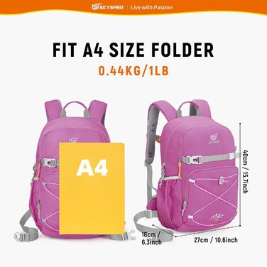 Дитячий рюкзак SKYSPER 15L: зручний туристичний рюкзак для хлопчиків та дівчаток, Outdoor, фіолетовий