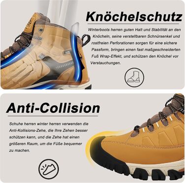 Чоловічі зимові черевики AX BOXING: утеплені зимові чоботи, теплі туристичні черевики для активного відпочинку, зимові боти, трекінгові черевики, розмір 41-46 EU, яскраво-жовтий колір, 42 EU