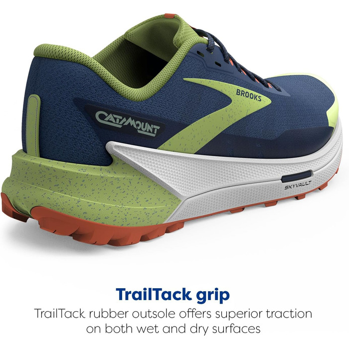 Чоловічі кросівки для трейлраннінгу Brooks Catamount 2, розмір 43 EU, Navy/Firecracker/Sharp Green