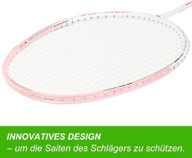 Набір для бадмінтона з 2 графітовими ракетками - зносостійкий дизайн - комплект для дорослих (включно з воланами, обмотувальними стрічками та сумкою для ракеток) (Світло-блакитний + Світло-рожевий)