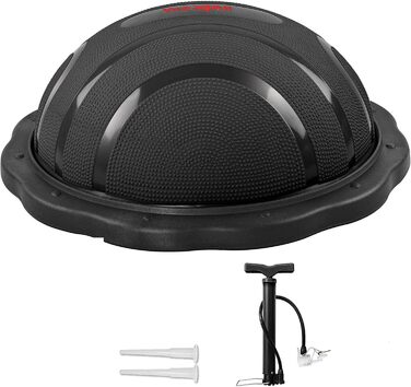 Yes4All Тренувальний баланс-бол Half Ball: Преміум баланс-тренажер, 60 см, неслизька поверхня, для йоги, фітнесу та силових тренувань. Чорний, преміум-версія