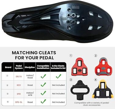 Велотуфлі Msport для чоловіків та жінок – дихаючі велотуфлі, сумісні з Peloton, SPD, SPD-SL та Look Delta педальними системами, 43 EU N04