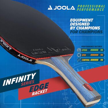 Тенісна ракетка JOOLA Infinity Edge з про-карбоновою технологією, чорна гума, для турнірів і тренувань, темно-синя