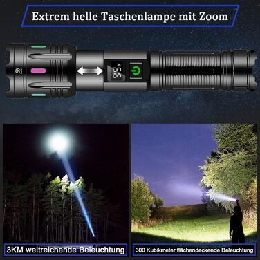 Ліхтар LED Jayxinli 1 000 000 люмен, надпотужний, водонепроникний IPX7, 5 режимів, Zoom, 5000 mAh, 50 Вт, для кемпінгу та активного відпочинку